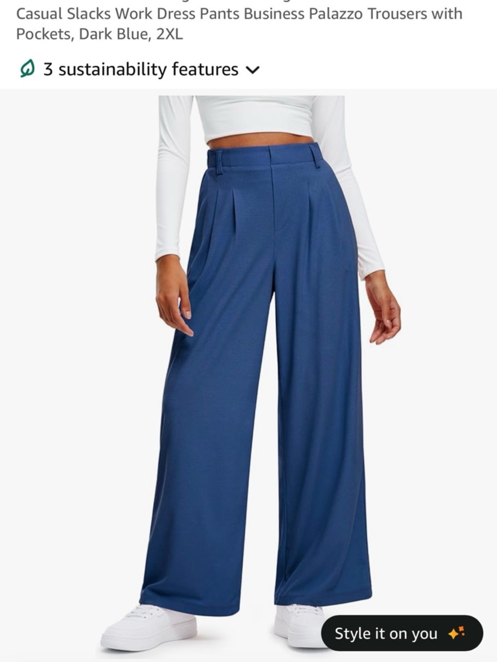 Wide Leg Pleated Knit Trousers - Medium Blue, XXL
